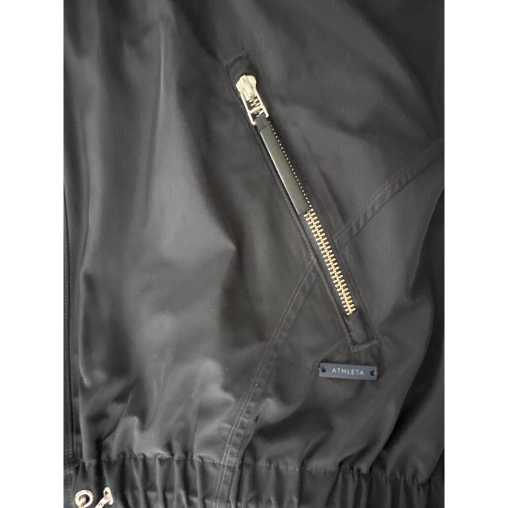 Athleta Chill Bomber Jacket 202074-04 Womens M Navy Captain Lined Zip Drawstring - Picture 11 of 16